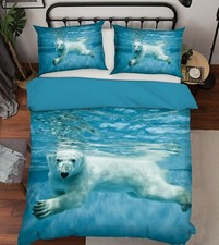 3D Polar Bear A300 Animal Bed Pillowcases Quilt Duvet Cover Set Queen King Zoe