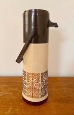 Aladdin Pump-a-Drink Vintage Vacuum Flask Brown 0.97 Litre Camping Retro Bottle