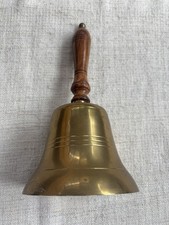 Vintage Brass School/Dinner Bell With Wooden Handle 7.5in