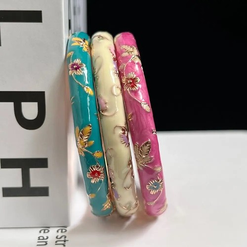 Enamel floral bangle bracelet - enamel,