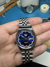 Vintage Seiko Sports Automatic 5 Watch Blue Dial 6309A