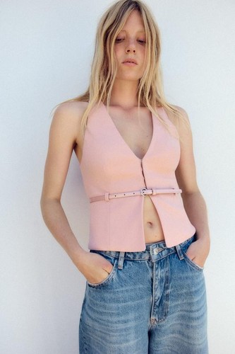Zara coral pink belted - zara,