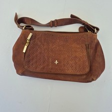 PATRICK COX Shoulder Bag Brown Women's Leather Floral Interior Zip