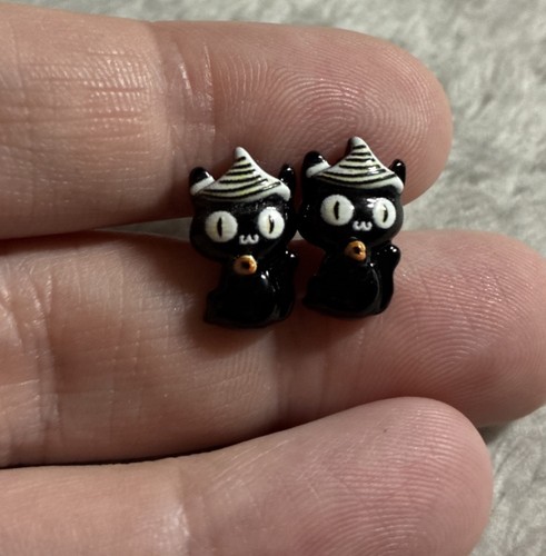 Black cat witches - hat, stud