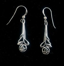 Sterling Silver 925 KIT HEATH Earrings 2005 Rennie Mackintosh Rose design