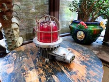 LARGE RED BULKHEAD LIGHT, AUTHENTIC MARINE SALVAGE. Cast Aluminium, Nautical VGC