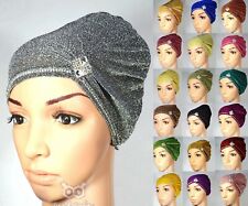 Shiny Diamante Cap Headband Bandana Head Hair Wrap Under Hijab Scarf Hat Turban