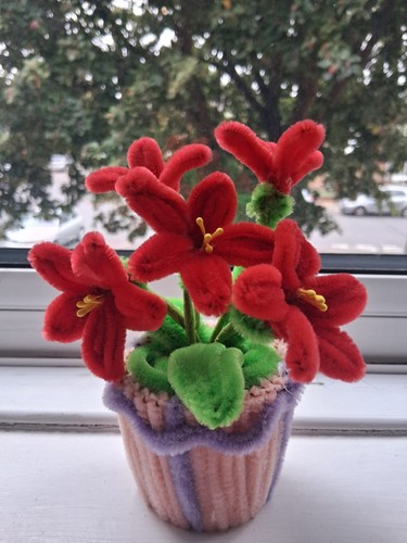 Hand made flower - made, vase