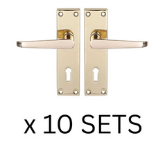 JOB LOT x10 - George Boyd Victorian Straight Internal Lock Door Handles - Brass