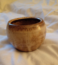 Vintage pottery bowl, brown, 8cm high, Bolingey Peranporth