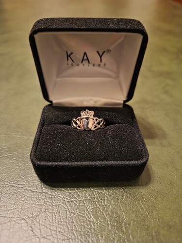 14k white gold claddagh ring - white,