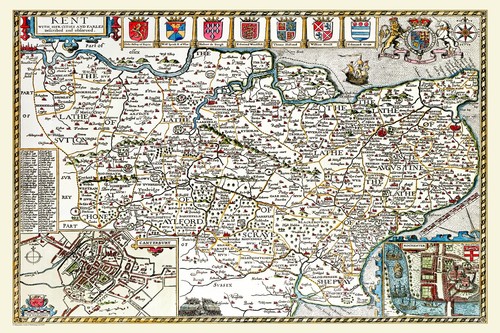 Old map kent 1611 - kent, john