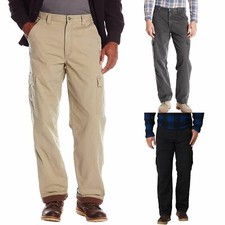 Wrangler Mens Fleece Lined Thermal Cargo Cotton Relaxed Twill Trousers Pants