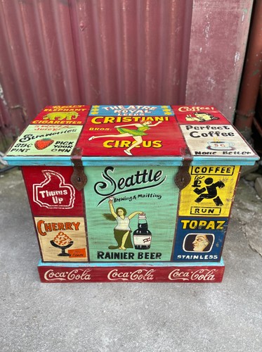 Colouful vintage storage chest