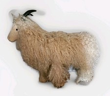 Long Hair Sheep Ottoman Stool Nativity Wood & Mongolian Shaggy Wool 23" High