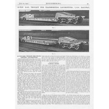 L.M.S Railway Trolley for Transporting Locomotives Vintage Print 1931