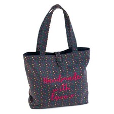 Hobby Gift: Craft Bag: Shoulder Tote: Embroidered: Hearts: 11 x 35 x 35cm