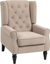 HOMCOM Retro Accent Chair, Velvet Wingback Armchair with Wood Frame Button