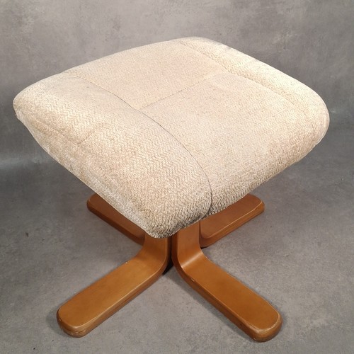 Beige fabric footstool pouffe - beige,