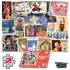Christmas Stamps from Around the World 500 or 1000 Piece Jigsaw Puzzle
