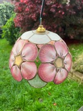 Beautiful Vintage Capiz Shell Light Shade Ceiling Pendant Lampshade Pink White