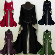 Women's Medieval Renaissance Vintage Gown Dress Halloween Party Costume Cosplay