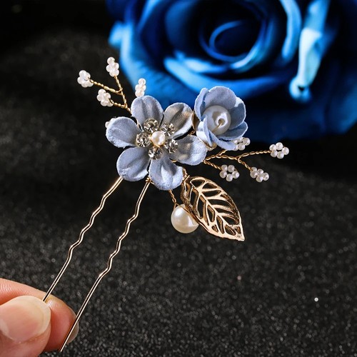 Flowers gold leaves hair combs - gold,