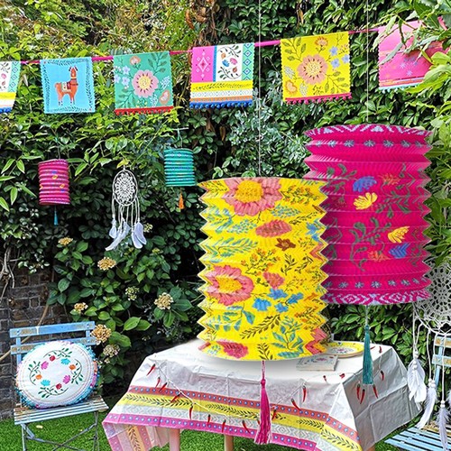 Boho floral garland lantern - garland,