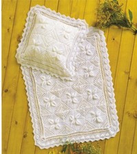 BABY  KNITTING  PATTERN  pram blanket  Pram Cover,  and pillow dk