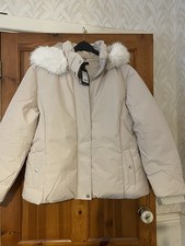 New Look Cream Hooded Puffer Coat, Size 16, Brand New With Tags.