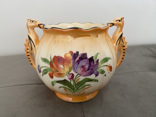 Antique cachepot vase art - cachepot,