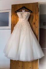 Justin Alexander 8465 Floral and Tulle Tea Length Wedding Dress Size 10 (8)