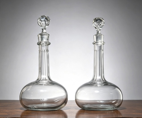 Pair antique shaft globe - &,