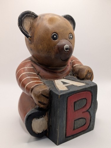 Hand carved wooden teddy - teddy, bear