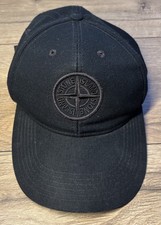 Stone Island Mens Wool Blend Cap Hat Black Authentic Original. 6 Panel. Size L