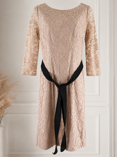 Debut beige lace dress size - beige,