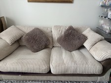 Beige Ribbed Double Sofa Bed 2 Seater