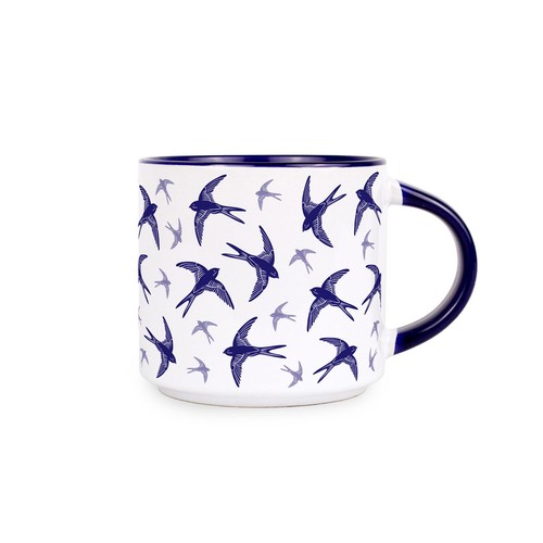 Flying swallows ceramic mug - ceramic,