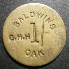 Apple picker's token - Baldwins Oak G.H.H shilling - 1/ uniface brass 25.9mm