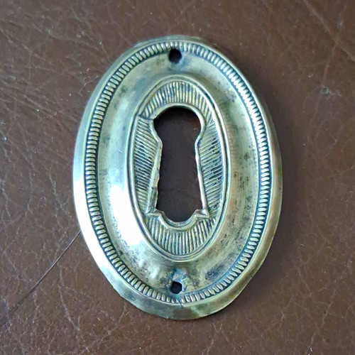 Antique oval brass keyhole - antique,