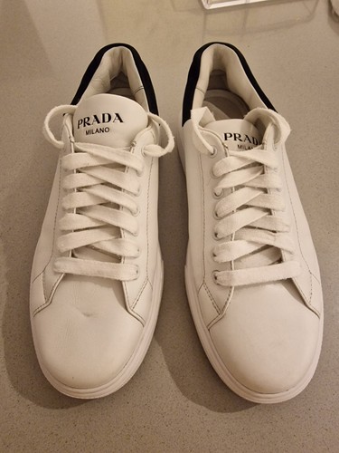 Prada leather low top sneakers - prada,