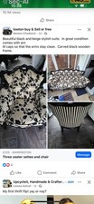 Stylish 3 Seater Settee and Chair. Excellent Condition.  Beige And Black Fabric.