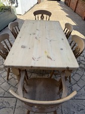 Pine Farmhouse Kitchen Table And Chairs - Perfect For Upcycling