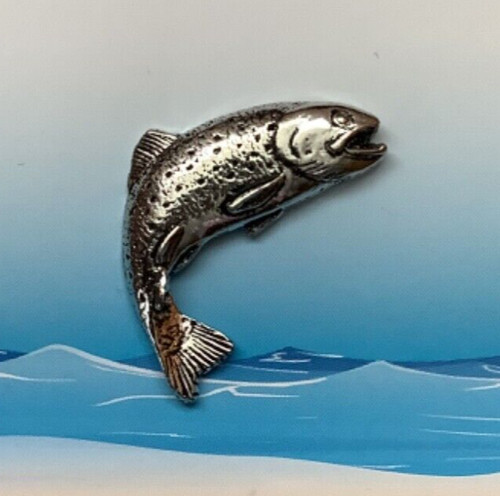 Trout silver pewter pin badge - pewter,