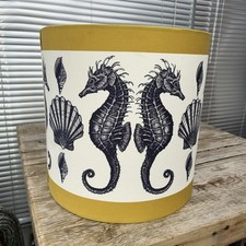 Large Cream of Cornwall SEAHORSE SHELL Beach COASTAL Drum Lampshade 12"