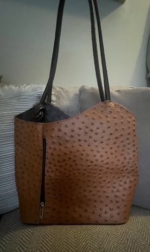 Genuine leather brown ostrich - genuine,