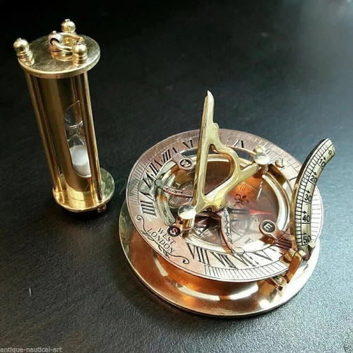 Antique vintage brass - brass, sundial