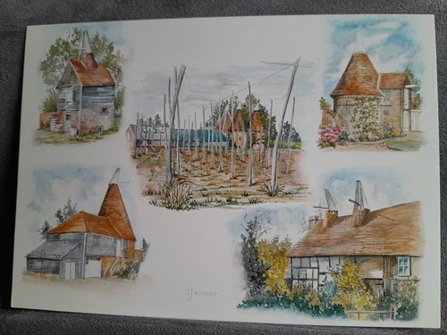 Kentish oast houses art card