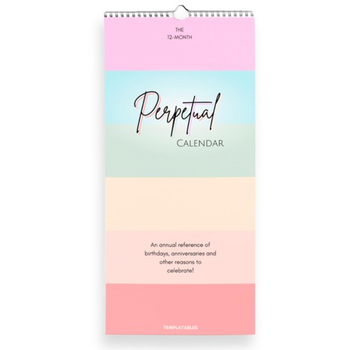 Colorful annual wall calendar - colorful,