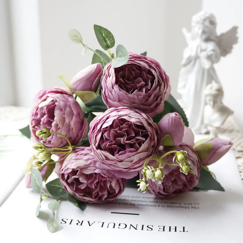 Rose pink artificial peony - rose,